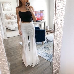 white flare pants